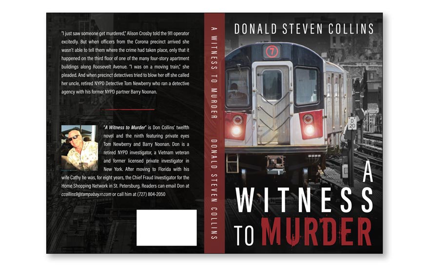 Murder mystery crime novel with a train on the cover styling example.