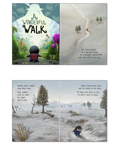 Childrens book layout with full bleed illustrations example for mobile.