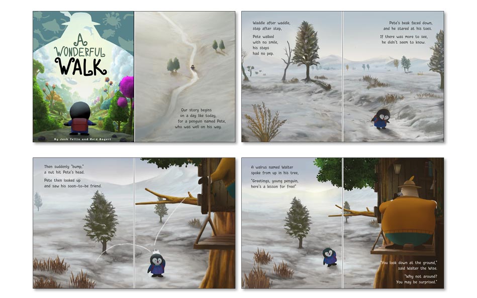 Childrens book layout with full bleed illustrations example.
