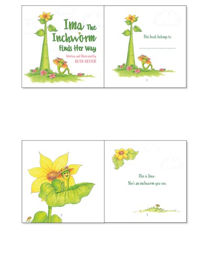 Storybook for juniors about an inchworm teaching about determination example for mobile.