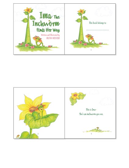 Storybook for juniors about an inchworm teaching about determination example for mobile.