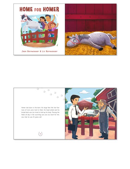 Book about a horse trainer with pages designed for reception kids example for mobile.