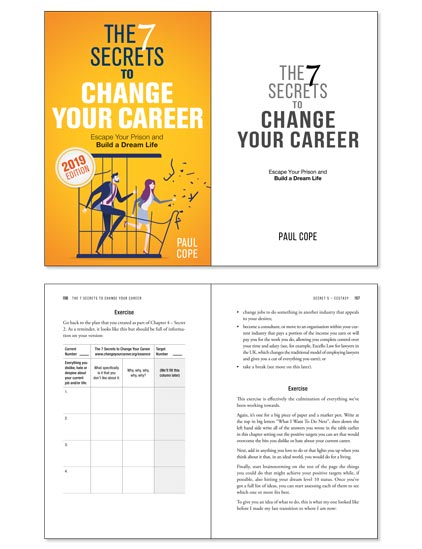 Career advice book with hints, tips and exercises example for mobile.