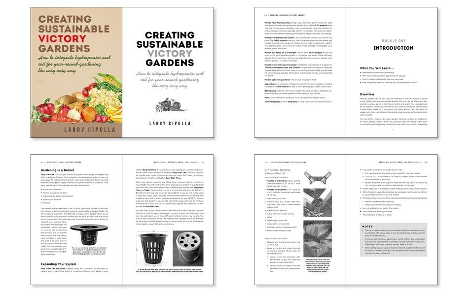 Hydroponics gardening book with diagrams and captions example.