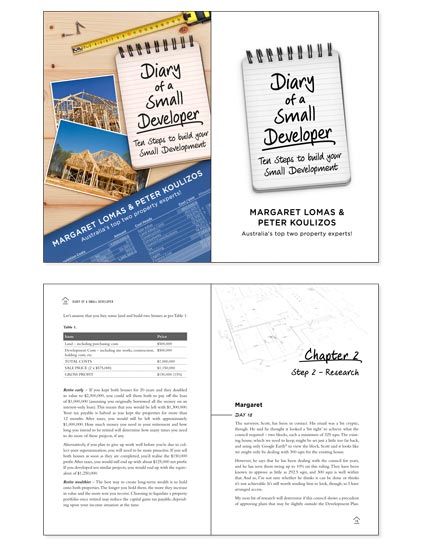Small property developer fiction book in full color example for mobile.