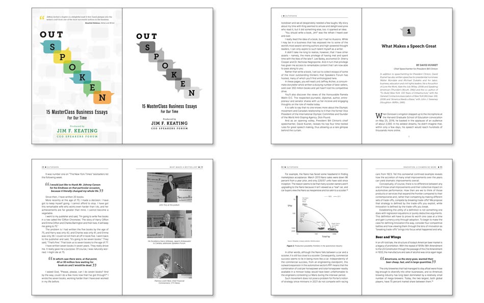 Business book of essays and quotes layout example