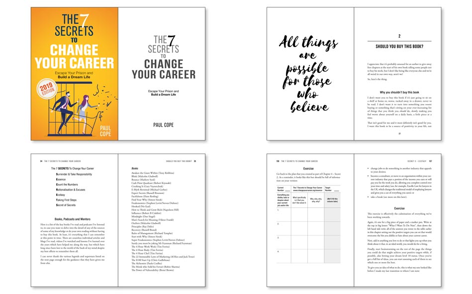Career advice book with hints, tips and exercises example