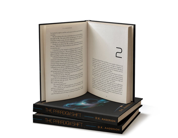 Open novel showing formatted chapter opener and printed book