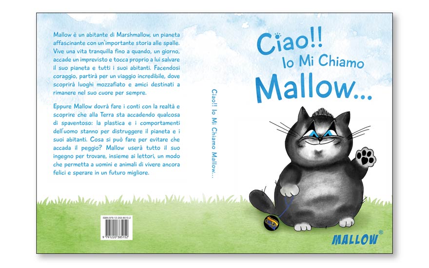 Italian children's book with a friendly cat cartoon on the cover artwork example.