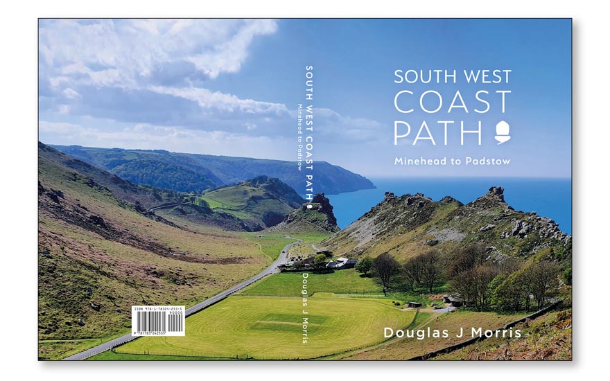 Walking manual with wrapped image of coastal path as cover layout example.